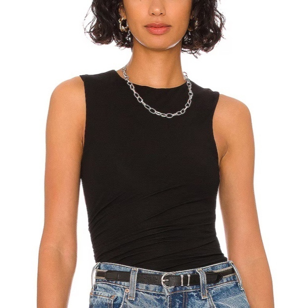 All The Ways Harleigh Ruched Basic Tank in Black Size S